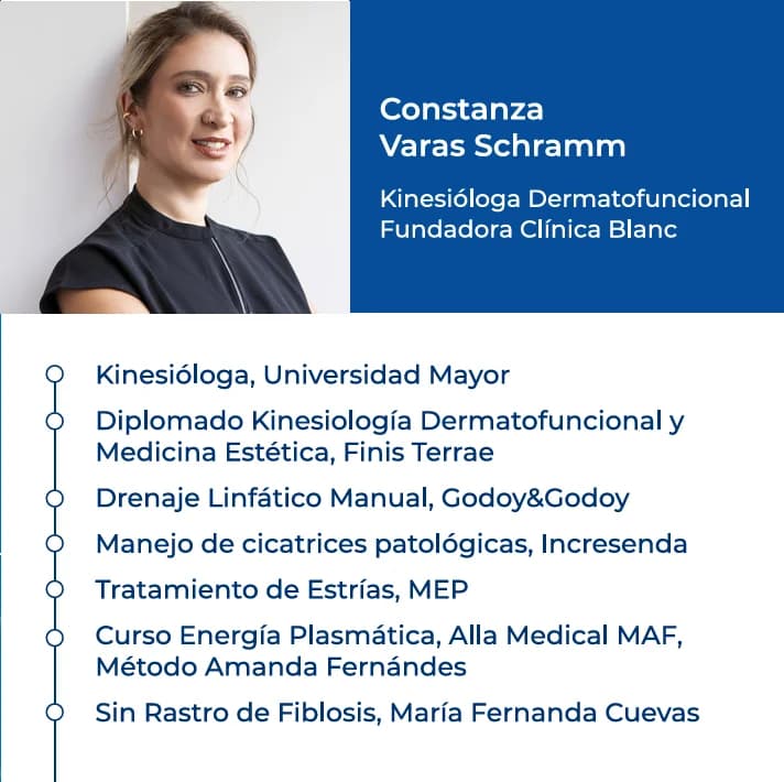 Constanza Varas, kinesióloga dermatofuncional y fundadora de Blanc Center, Las Condes Santiago
